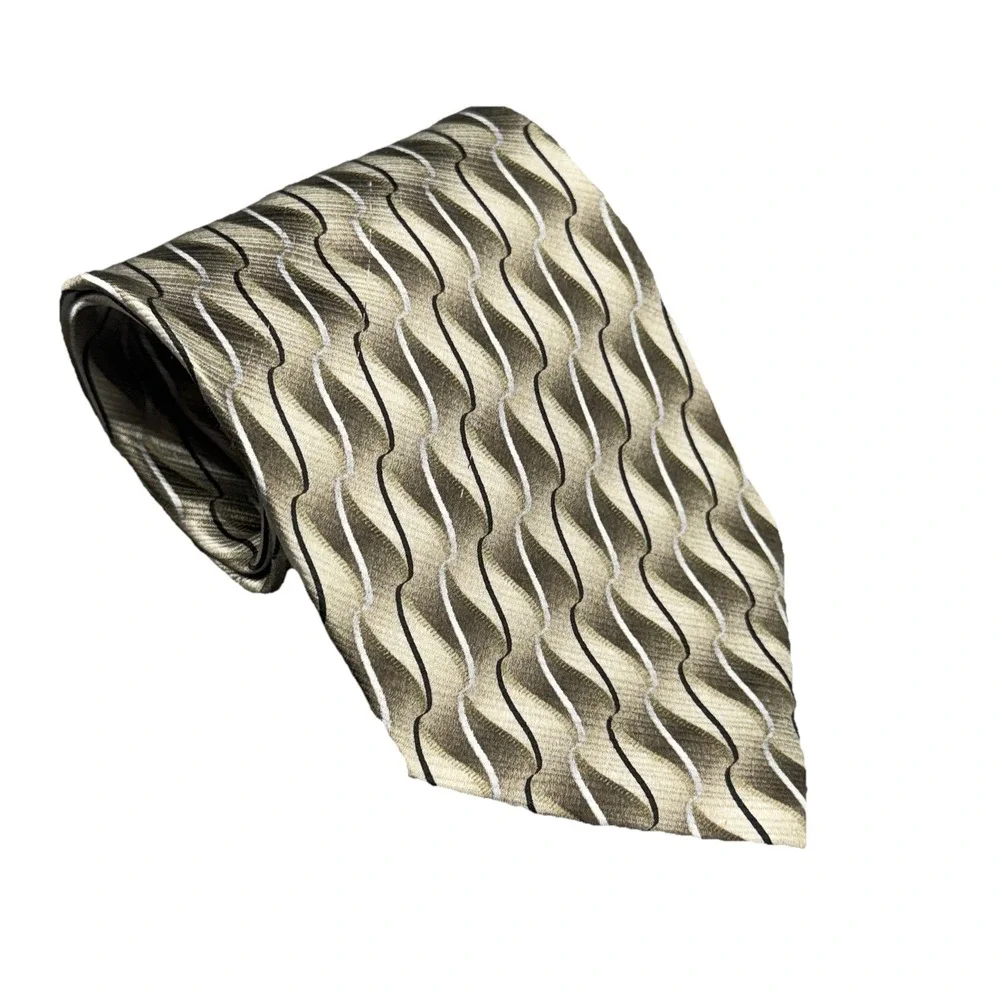 Vintage 100% Silk waves Enrico‎ Guccini Brown
